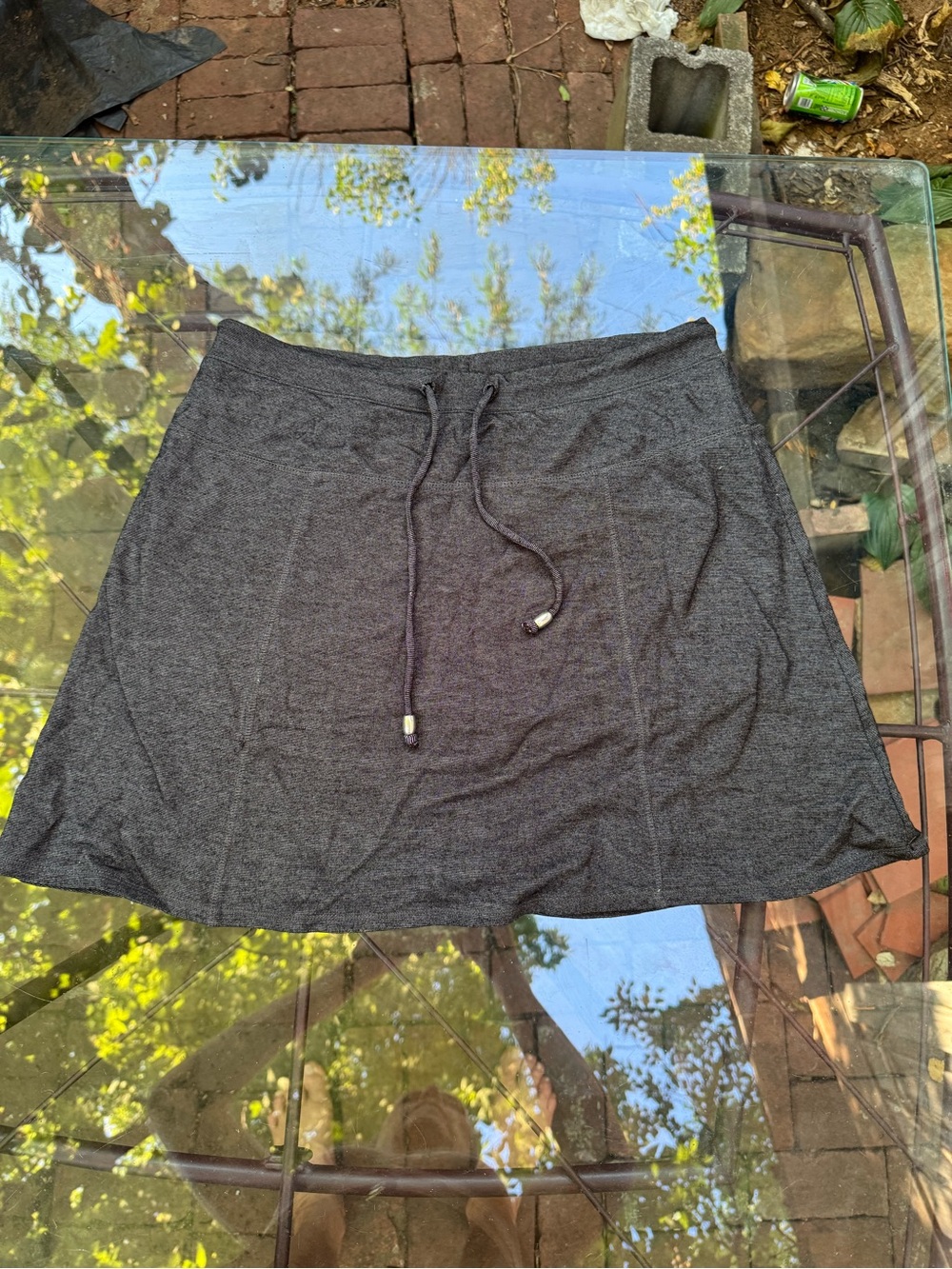GreenTea Charcoal Drawstring Mini Skort